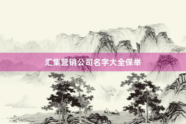 汇集营销公司名字大全保举